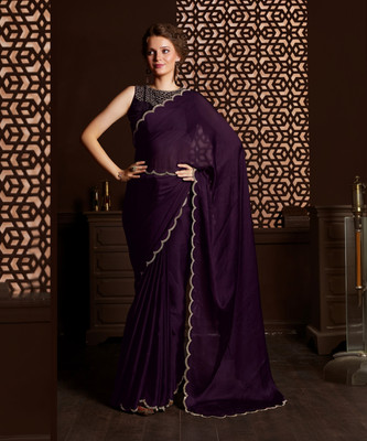 Sareemall Embellished Bollywood Chiffon Saree(Purple)