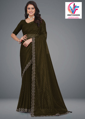 VGHC FASHION Embellished Bollywood Net Saree(Green)