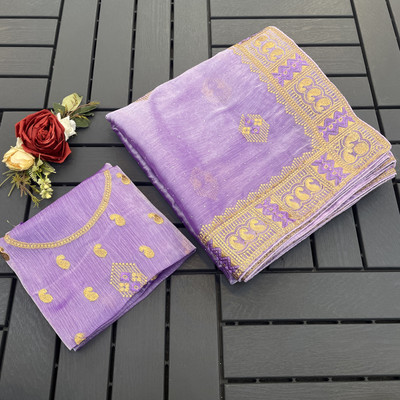 EthnicAura Embroidered Bollywood Jimmy choo Saree(Purple)