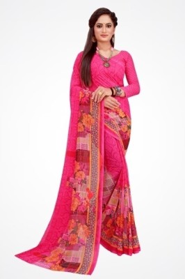 Saadhvi Printed Kanjivaram Cotton Blend Saree(Pink)