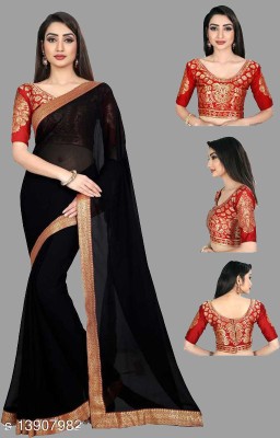 Shree Shyam Creation Self Design Bollywood Chiffon Saree(Black)