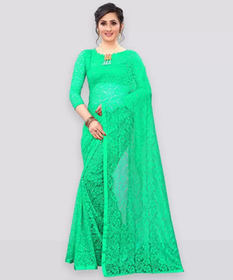 Suali Embellished Bollywood Net Saree(Light Green)