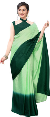 LIMTD Ombre, Solid/Plain Bollywood Silk Blend, Pure Cotton Saree(Light Green)