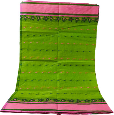 Charvi Lifestyle Woven Tant Pure Cotton Saree(Light Green)