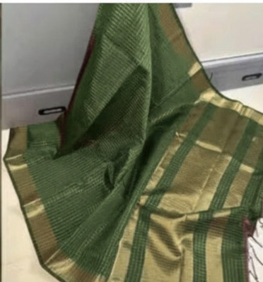 SR Fashion Checkered, Self Design Banarasi Pure Silk Saree(Pack of 2, Dark Green)