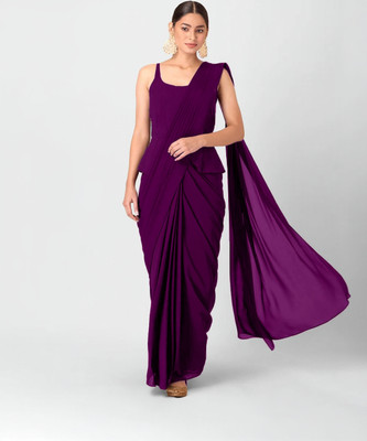 3Buddy Fashion Solid/Plain Daily Wear Georgette Saree(Magenta)