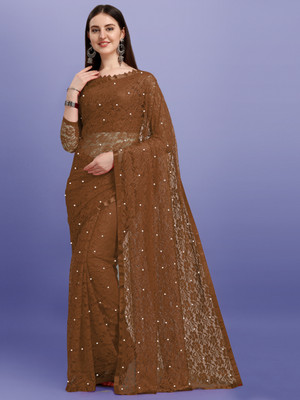 Croza Self Design Bollywood Net Saree(Multicolor)