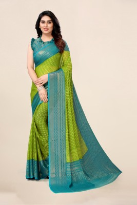 Divastri Printed, Animal Print, Polka Print Bollywood Chiffon, Brasso Saree(Light Blue, Light Green)