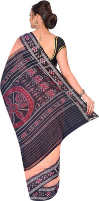 handloom paridhaan Printed Sambalpuri Pure Cotton Saree(Orange)