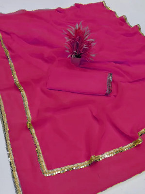 mss creaation Solid/Plain Bollywood Georgette Saree(Pink)