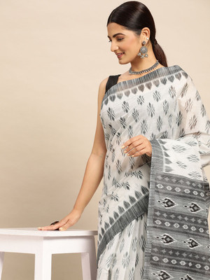 SHANVIKA Printed Daily Wear Pure Cotton Saree(Grey)
