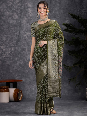 Sareemall Digital Print, Self Design Chinnalapattu Viscose Rayon Saree(Green)