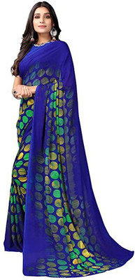 Sanjana Silk Printed Bollywood Georgette Saree(Blue)