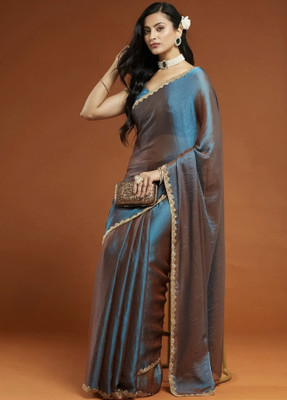 MSC TRENDLINE SAREES Embellished Bollywood Jimmy choo Saree(Silver)