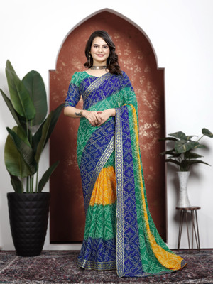 maayro Printed Bollywood Georgette Saree(Multicolor)