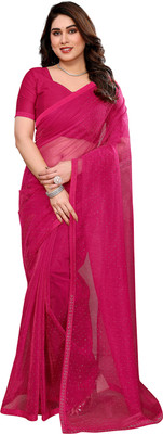 Moda Rapido Self Design, Embellished Bollywood Net Saree(Pink)