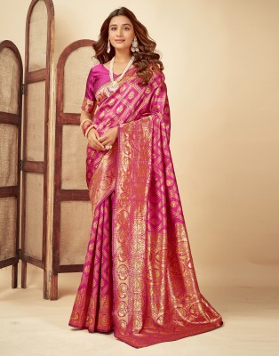 SIRIL Woven, Self Design Banarasi Art Silk Saree(Pink, Gold)