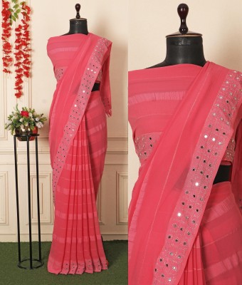 Vichitra Self Design Bollywood Silk Blend Saree(Pink)