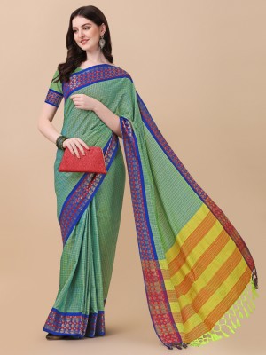 VRINDITA FASHION Self Design, Embellished Mysore Cotton Silk Saree(Green)