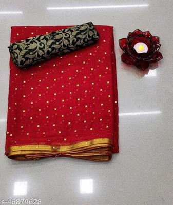 hasti fashion Polka Print Daily Wear Chiffon Saree(Red)