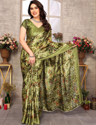 KING VULTURE Printed, Digital Print, Floral Print Bollywood Chiffon, Organza Saree(Multicolor)
