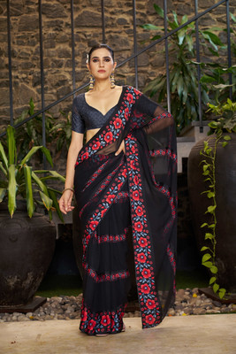 Divastri Printed Bollywood Georgette Saree(Light Blue)