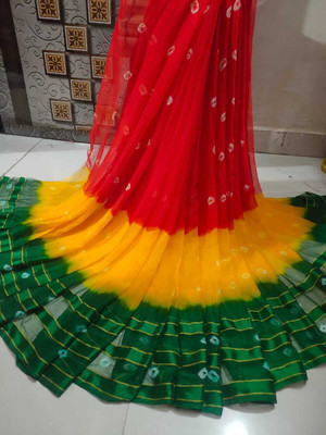 NeeLKANTH ENTERPRISE Printed Bandhani Chiffon Saree(Red)