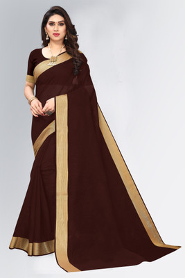 HouseOfCommon Solid/Plain Daily Wear Art Silk Saree(Maroon)