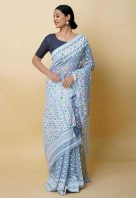 Bhadra Shopping Store Woven Jamdani Cotton Silk Saree(Grey)