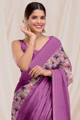 DHARMRAJ ENTERPRISE Digital Print Bollywood Cotton Silk Saree(Purple)