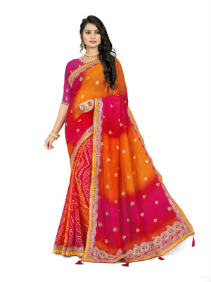 TINA FASHION Geometric Print Bollywood Georgette Saree(Pink)