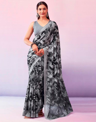shiv textiles Digital Print Bollywood Georgette Saree(Grey)