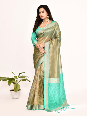 Elora Solid/Plain Bollywood Tissue Saree(Light Green)