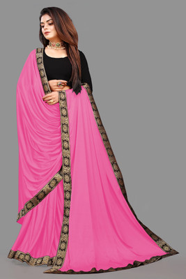 3Buddy Fashion Temple Border Daily Wear Lycra Blend Saree(Pink)