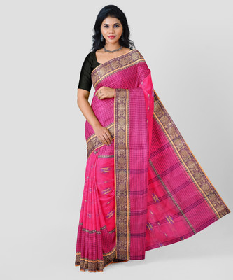 Mayabi Woven Tant Pure Cotton Saree(Pink)