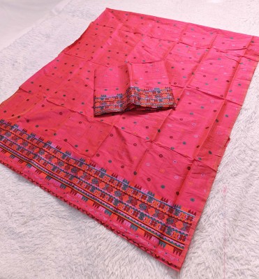 Skiran's Printed Mekhela Chador Tussar Silk Saree(Pack of 2, Pink)