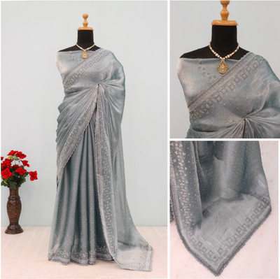 VarniRaaj Fashion Embellished Bollywood Jimmy choo Saree(Light Blue)