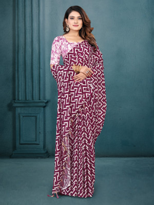SHREE FASHIONFAB Printed Bollywood Cotton Blend Saree(Multicolor)