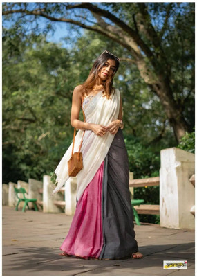 HouseOfCommon Woven Handloom Pure Cotton Saree(White)
