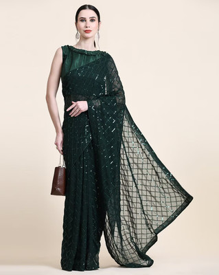 Shree Shyam Creation Embroidered Bollywood Georgette Saree(Green)