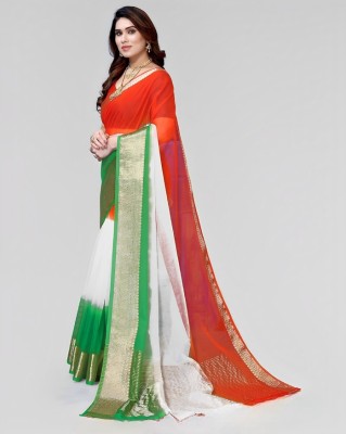 KOTHARI SST Solid/Plain Bandhani Organza Saree(Multicolor)