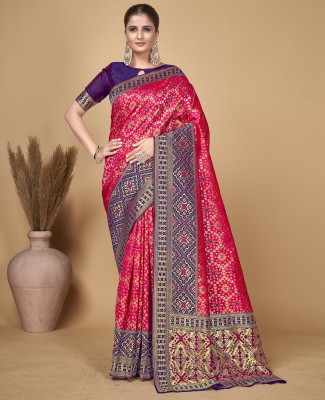 Sariya Self Design Banarasi Silk Blend, Jacquard Saree(Pink)