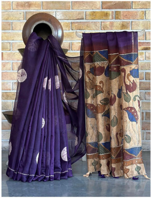 2SD gratitude Printed Daily Wear Linen Saree(Purple)