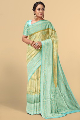 Kalamandir Printed Bollywood Silk Blend Saree(Cream)