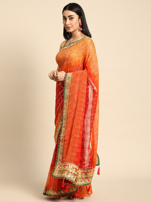 Divastri Printed Bollywood Georgette Saree(Orange)