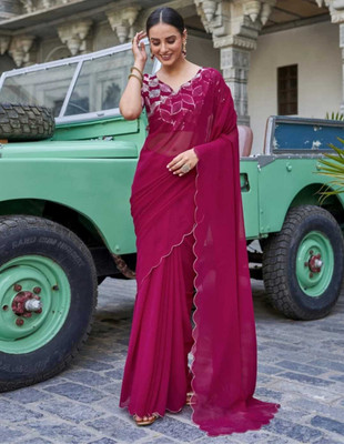 supalee tex Solid/Plain Bollywood Georgette Saree(Multicolor)