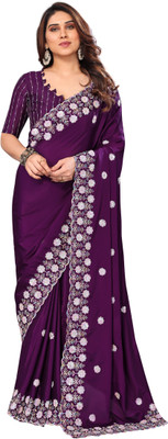 DRASHTI ART Embroidered Bollywood Chiffon Saree(Purple)