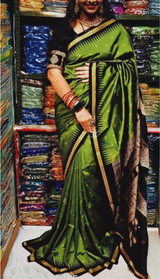 AYEZAL Embroidered Sambalpuri Handloom Art Silk Saree(Dark Green)