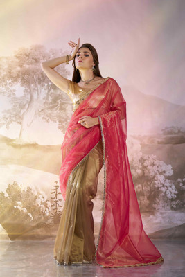 shiv textiles Embellished Bollywood Net Saree(Red)