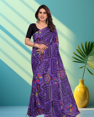 Jayu Printed Bollywood Georgette Saree(Purple)